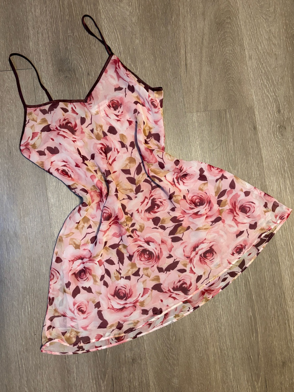 Jones New York Pink Rose Print Satin Slip